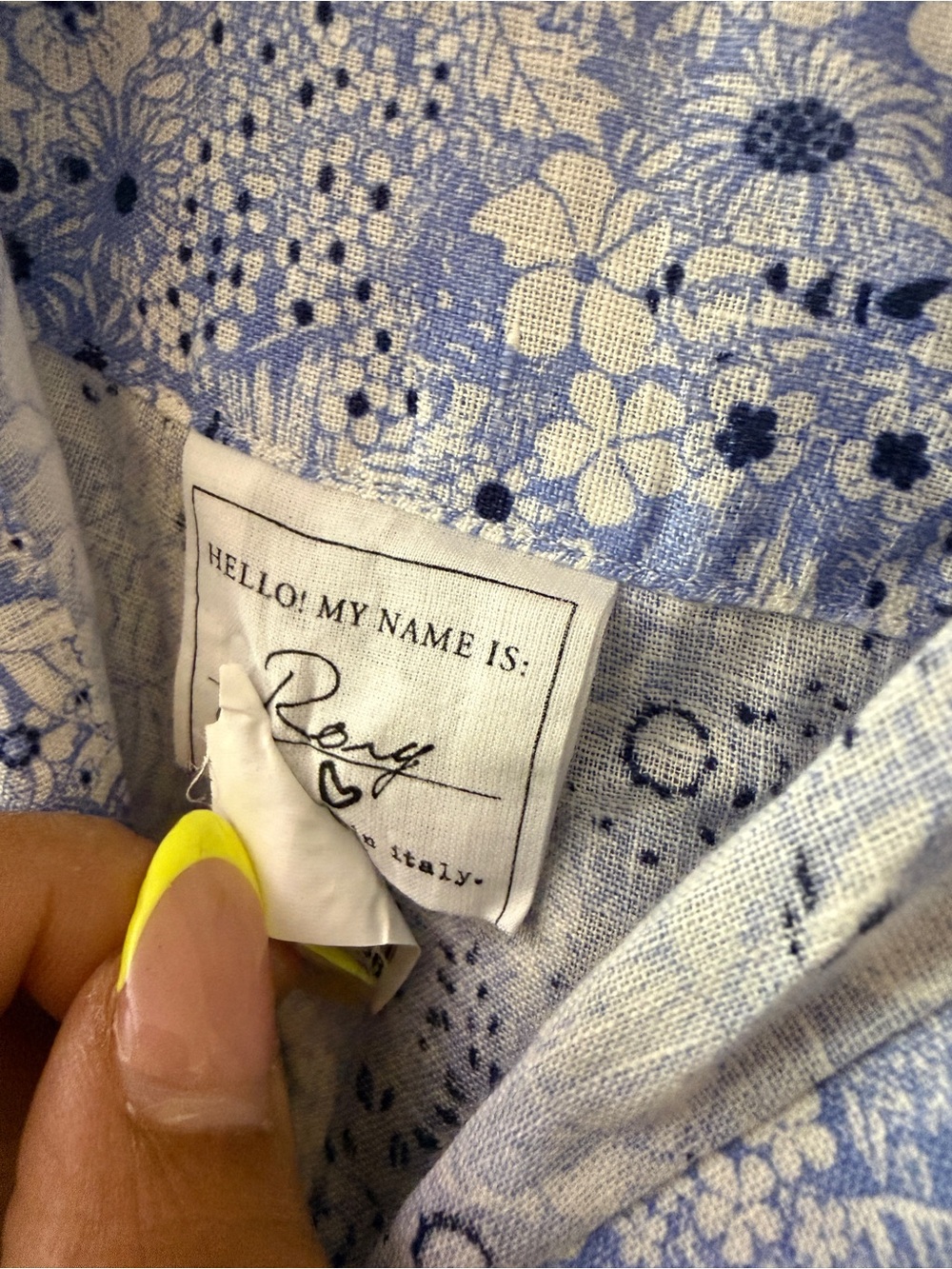 Frank & Eileen RORY Blue Floral, Italian Classic Linen Shirt Dress - Picture 5 of 8